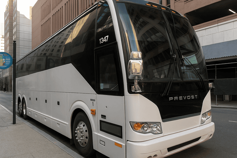 a Queens Coach Bus Service coach bus