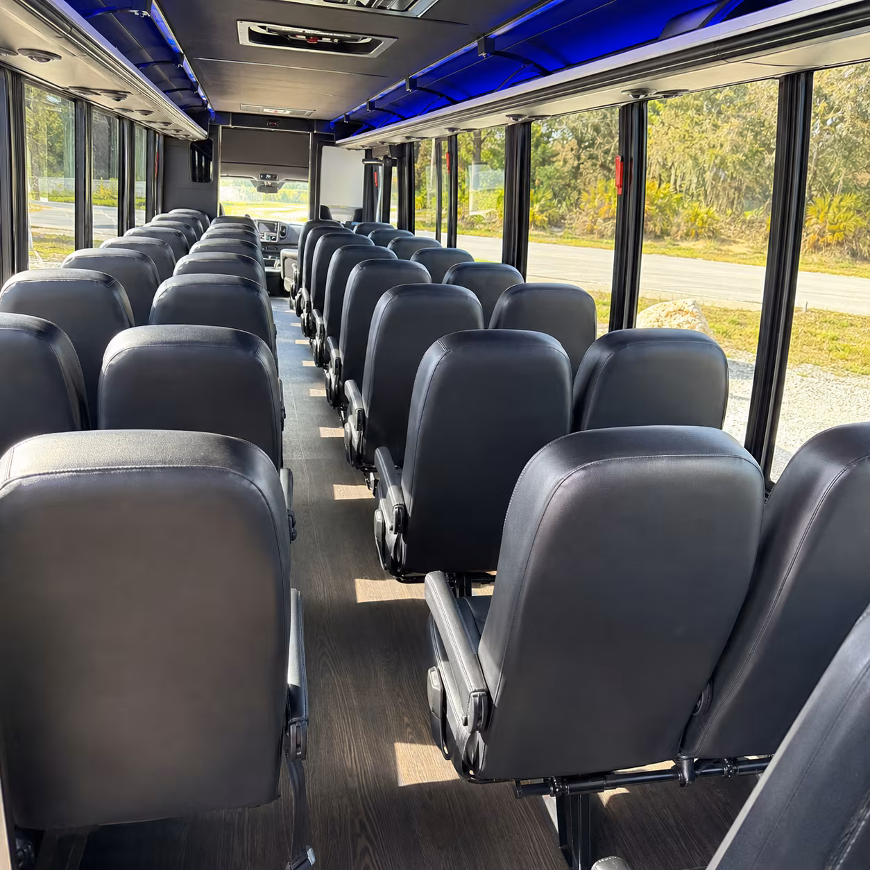 queens 25 passenger minibus inside