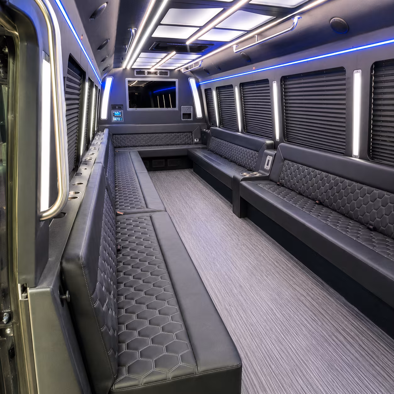 queens 40 passenger party bus interior