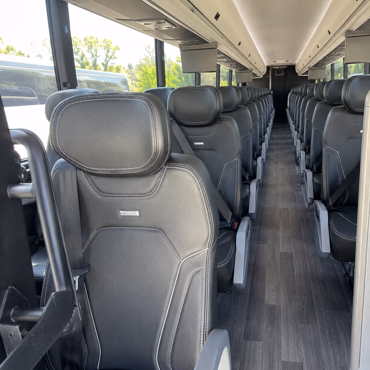 queens 56 passenger charter bus inside