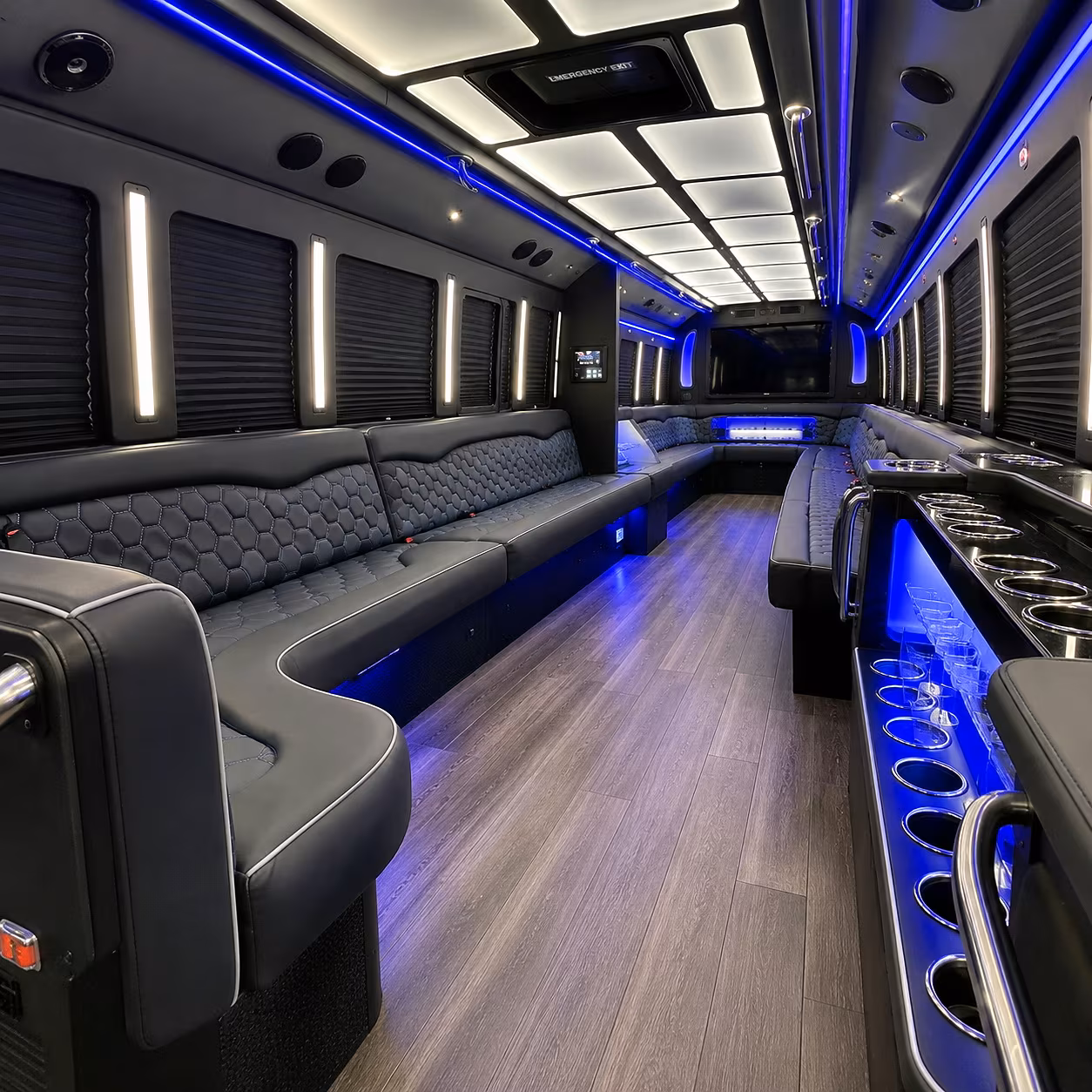 queens party bus rental interior
